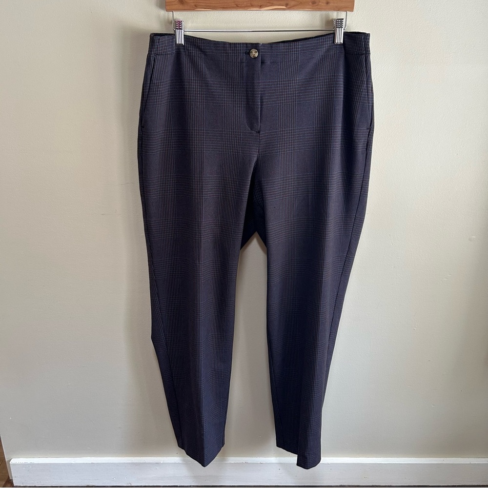 J Jill ~new ~ Ponte Stretch Black Multicolor Plaid Classic Pants in size 18T